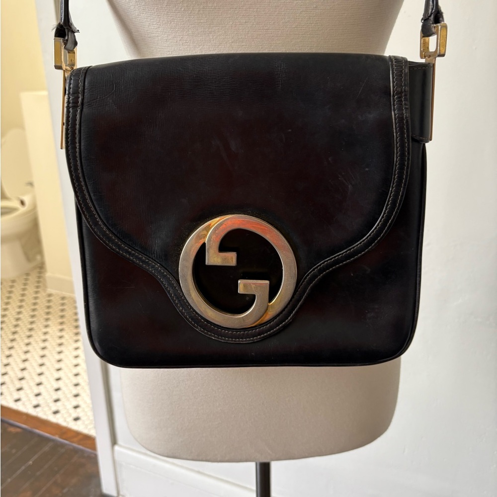 Vintage Gucci Blondie Black Leather Shoulder Bag